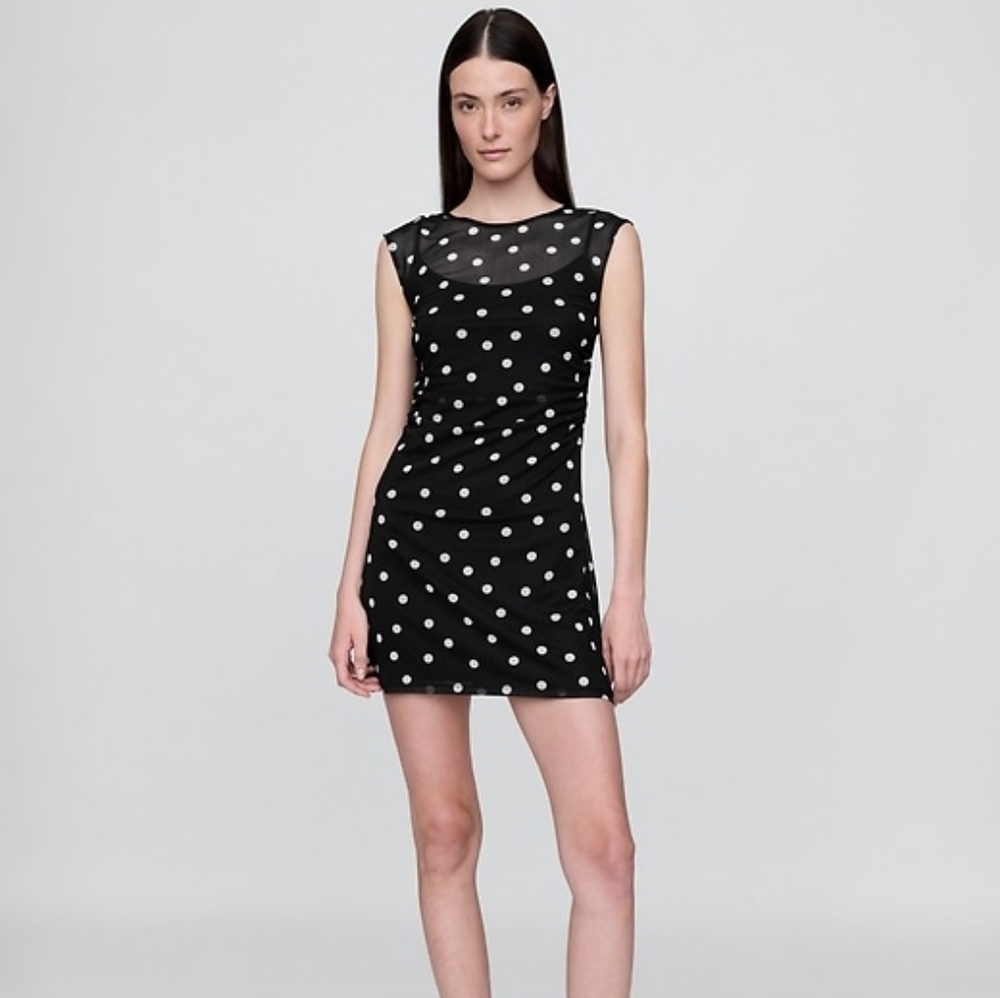 Elegant Black Polka Dot Dress